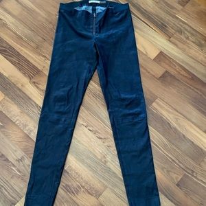 Alice + Olivia Front ZIP Navy Leather Leggings